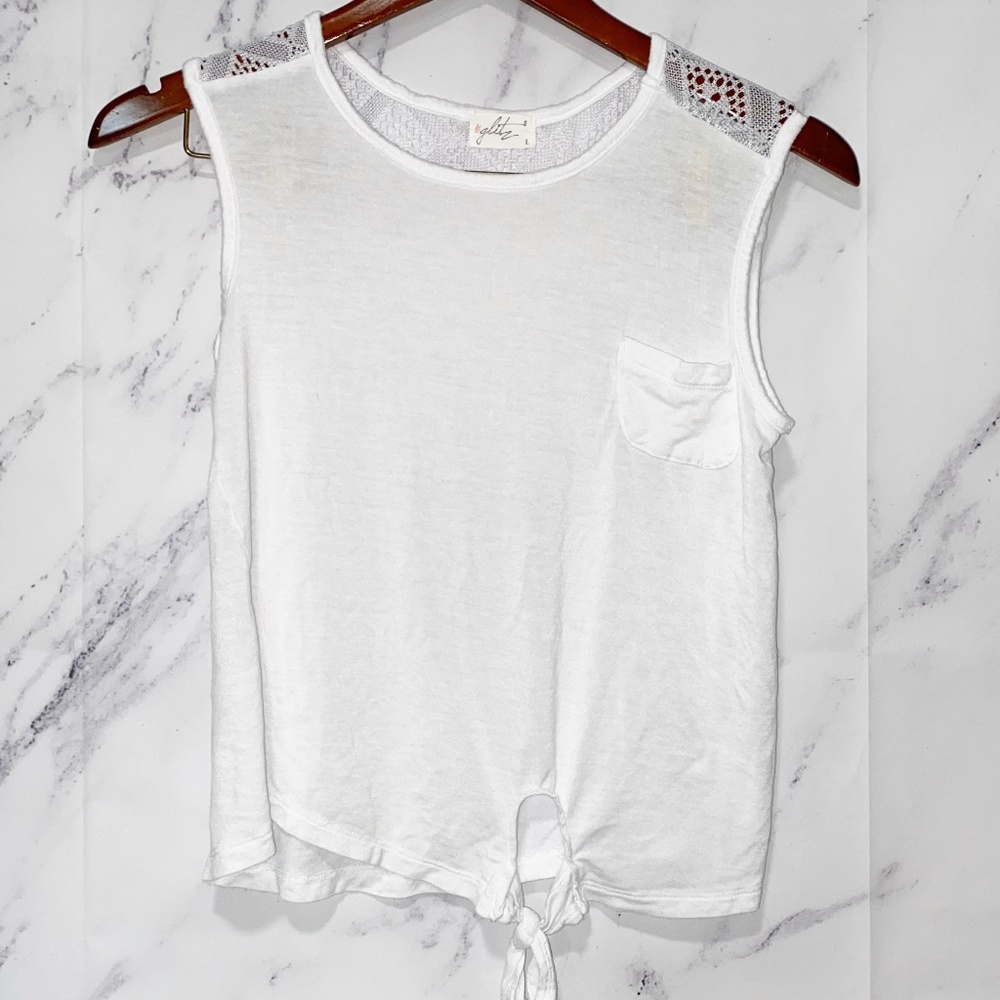 Front Tie Lace Back Tank Top